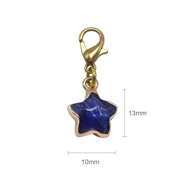 Wholesale Star-Shaped Semi-Precious Gemstone Charms with Copper-Plated Real Gold Backing for Pet Collars Suppliers, Exporter