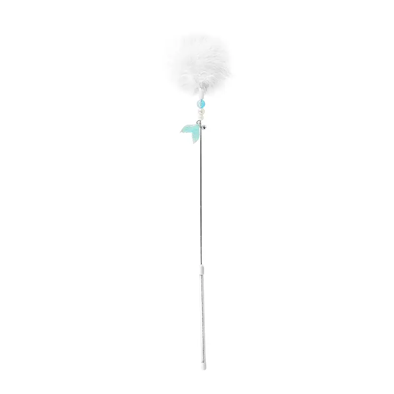 Custom Feather & Fish Tail Cat Wand Toy – 48cm Length, 10cm Feather, 3.5x3cm Tail Supplier, Exporter