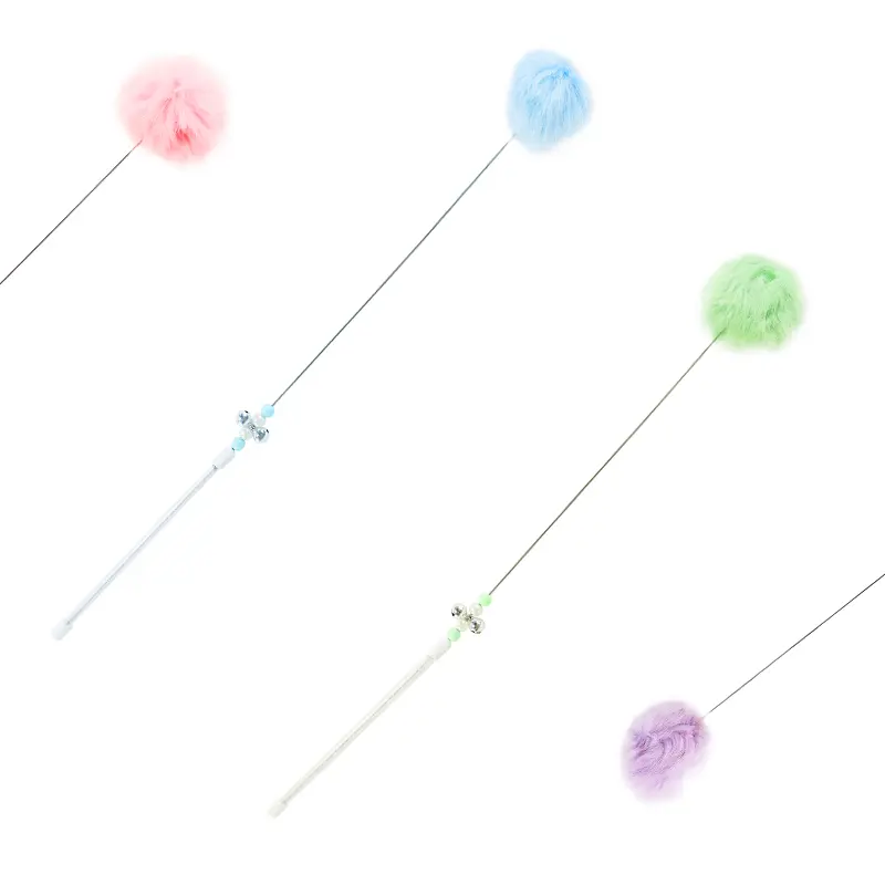 Bunny Fur Pom-Pom Cat Teaser Wand