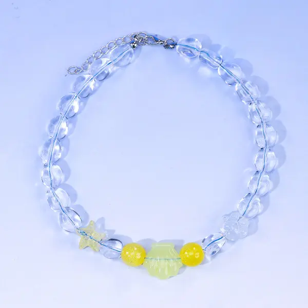 Custom Ocean Series Photochromic Acrylic Pet Necklace – Colorful Shell Pendant, Adjustable 35+5CM Suppliers, Exporters