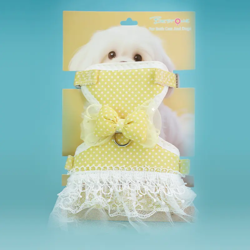 Discount Polka Dot Lace Bow Pet Harness and Leash Set Suppliers, Exporters