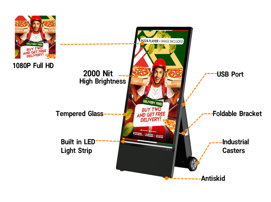 Outdoor portable kiosk with battery