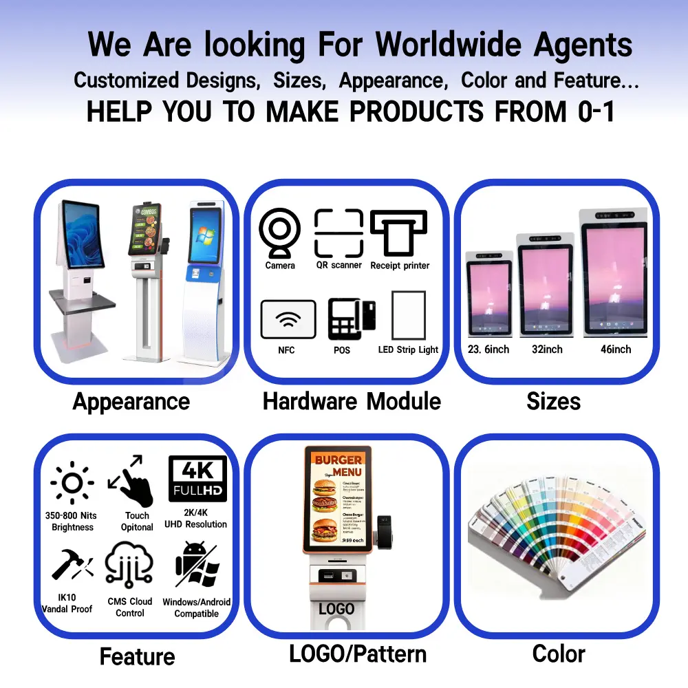 China Desktop Curved-Screen Self-Order Kiosk Supplier, Suppliers