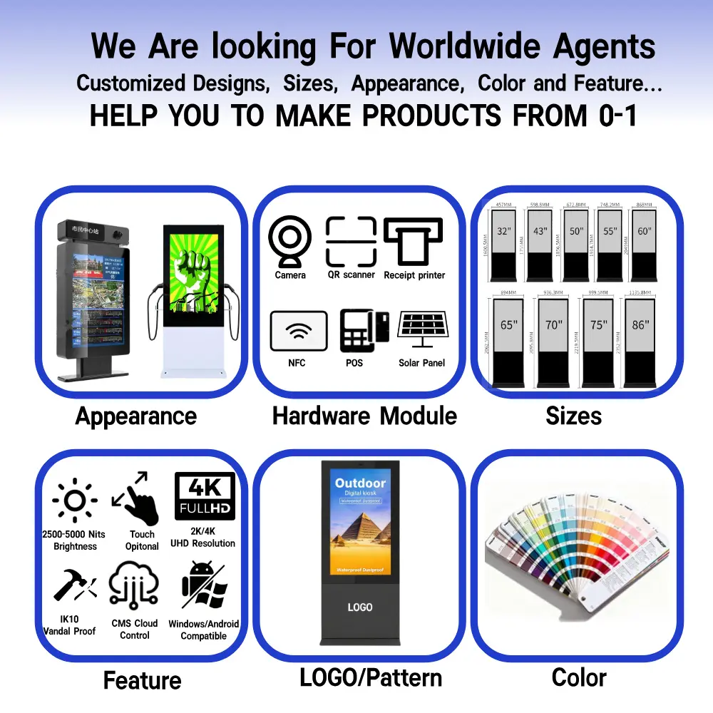 ODM Outdoor Floor Standing and Freestanding Digital Signage Display Supplier, Factories