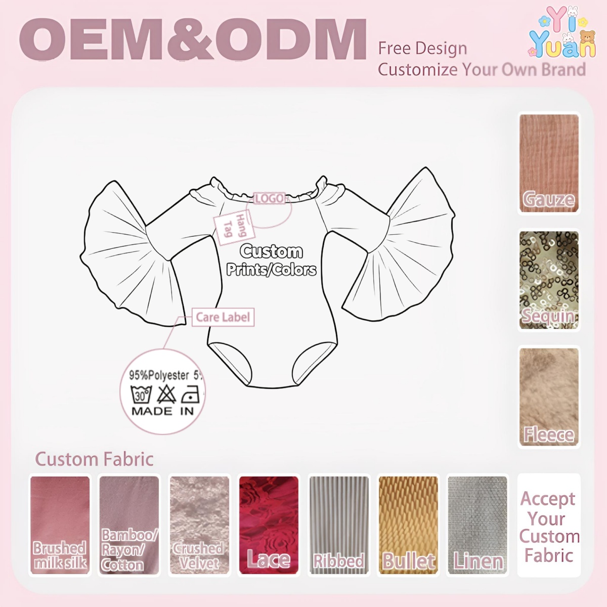 Custom Newborn Baby Girl Bodysuit Long Bell Sleeve Frill Romper One-piece Jumpsuit off Shoulder Infants Fall Bubble Romper