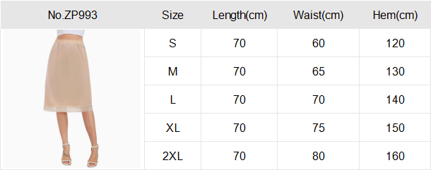 OEM/ODM Women Vintage Satin Lace Trim Anti-Static Long Underskirt Soft Slip Dress Satin Midi Skirt