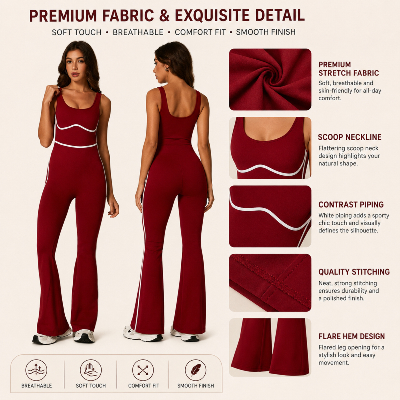 Custom Logo One Piece Flare Yoga Jumpsuit High Stretch Sleeveless Workout Bodysuit For Women Gym Wear