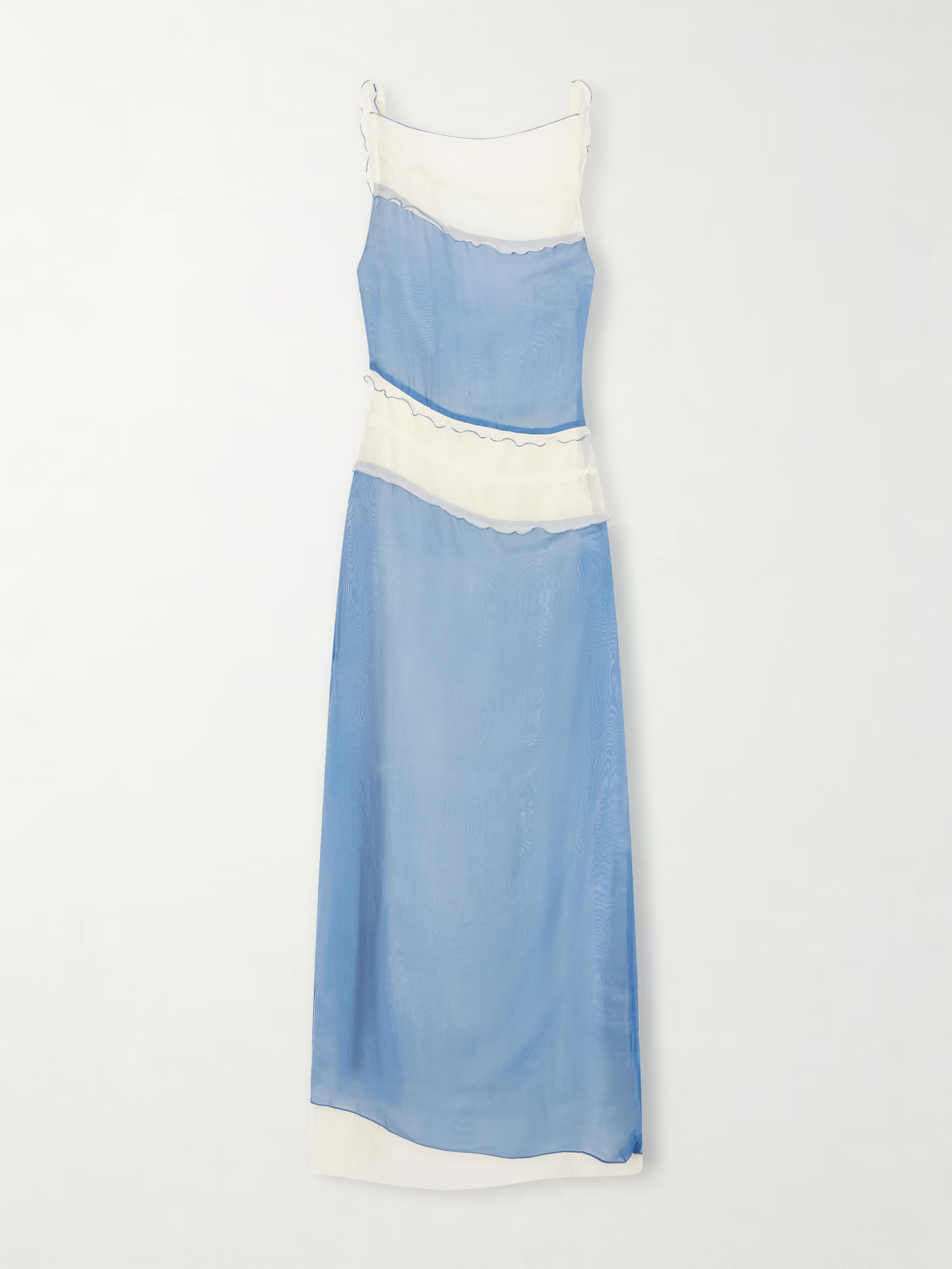 Splicing Chiffon Maxi Dress with Strapless Spaghetti Strap Print Breathable Casual Design