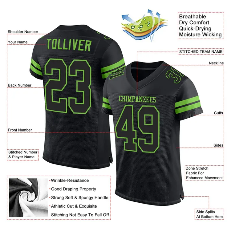 Factory Wholesale Men's American Football Jerseys Custom Stitched Patch Embroidery Short Sleeve Shirts and Shorts