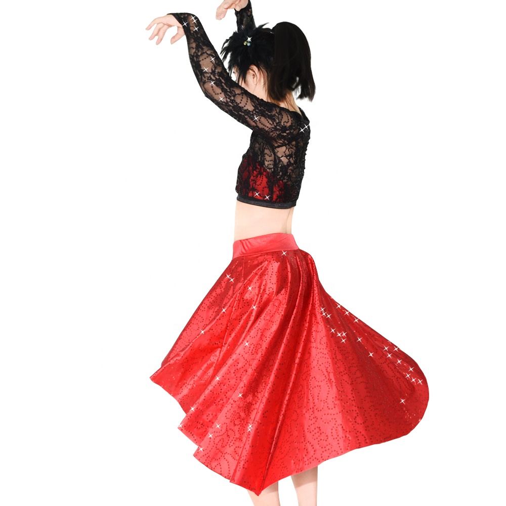 MiDee Contemporary Sequins Midi Top With Skirt Dance Costumes for Women