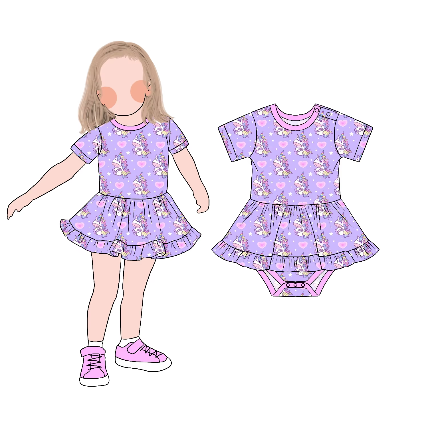 Latest New Design Trendy Skirted Romper Summer Sleeveless Ruffle Skirt Twirl Romper with Snaps Design Little Girl Clothing