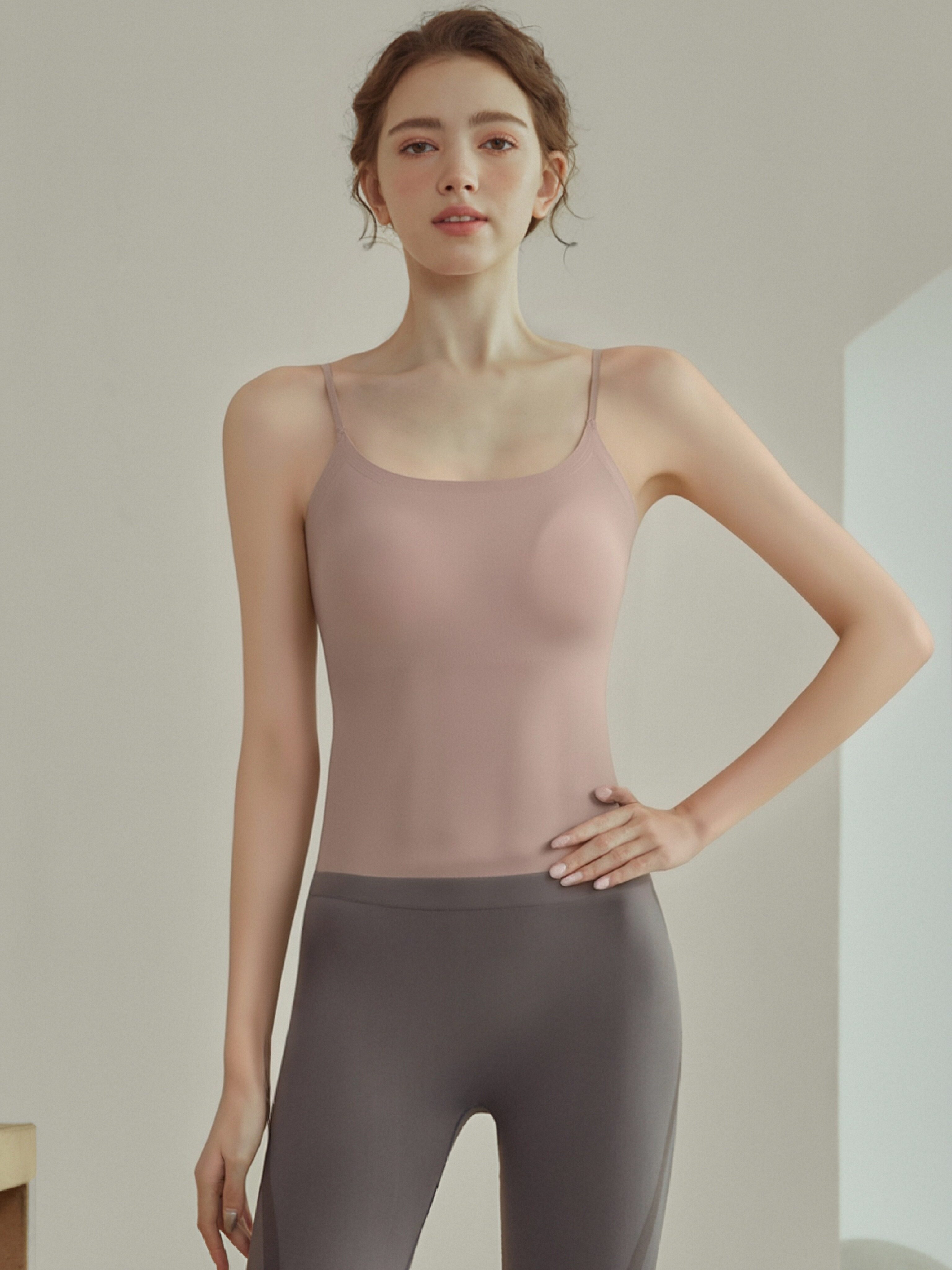 Seamless Cooling Camisole with Built-in Bra - Ice Silk Feel, Strappy Back, for Layering or Outerwear