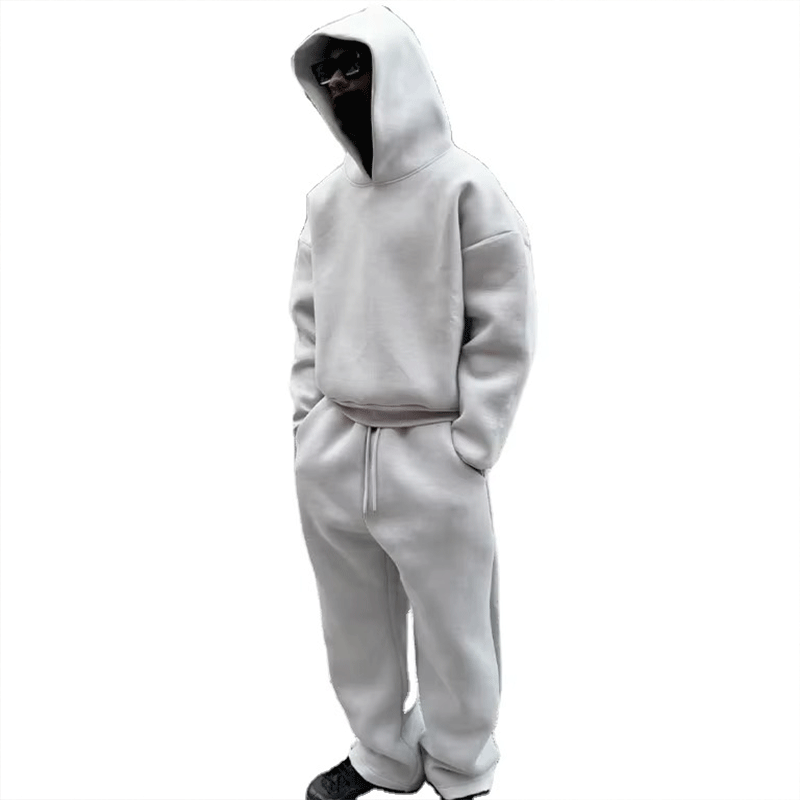 High Quality 600 Gsm Blank Hoodie Streetwear Heavyweight Fleece Cotton Cropped Sweatpants and Hoodie Set Tracksuit Men