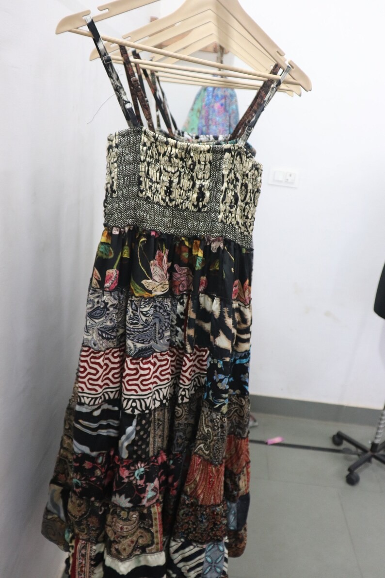 Assorted Wholesale boho hippie long maxi dress black patchwork dress boho midi prom