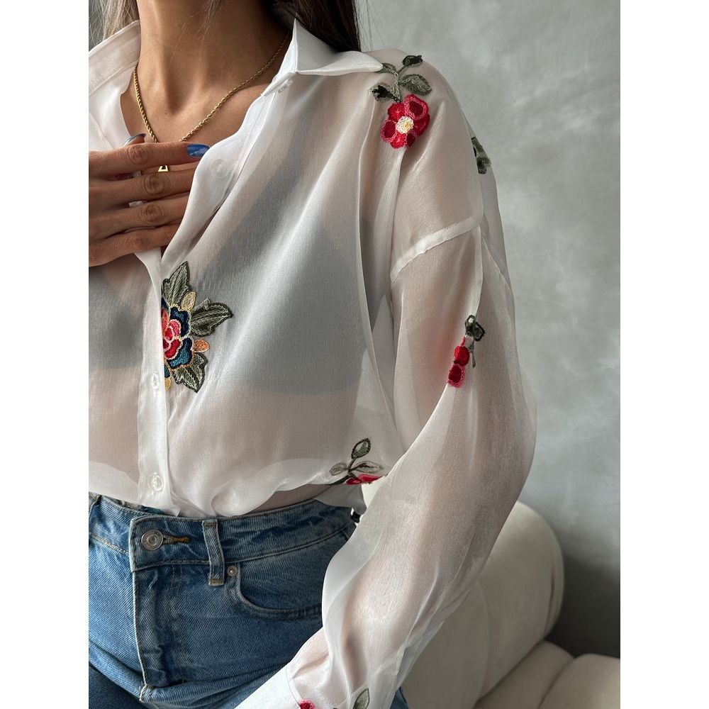 Women's Embroidered Organza Blouses & Shirts