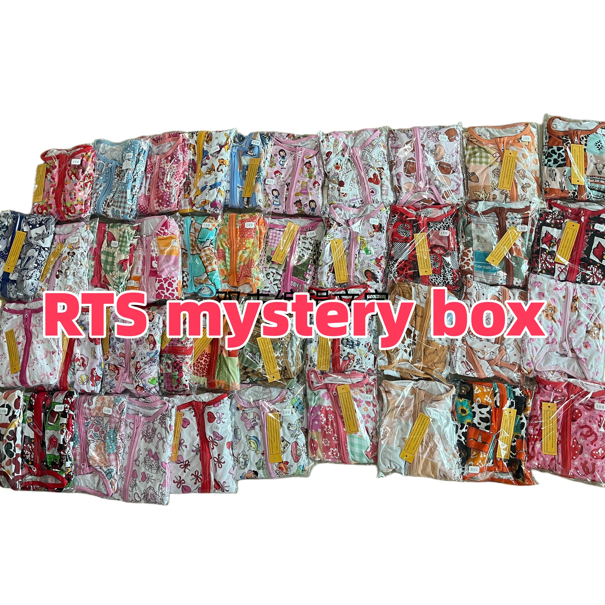West RTS Mystery Box Bamboo Adhesive Western Farm Printed Zipper Jumpsuit And Long Sleeve Set For Babies