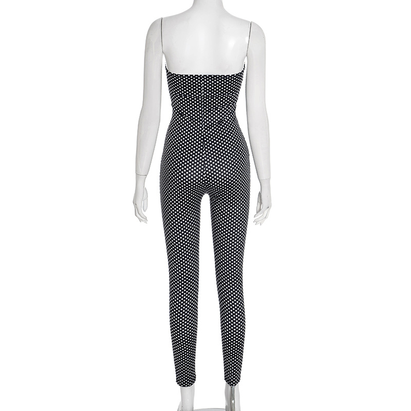 Women's Sexy Sleeveless Jumpsuits New Polka Dot Strapless Printed Slimming Jumpsuits Women Romper