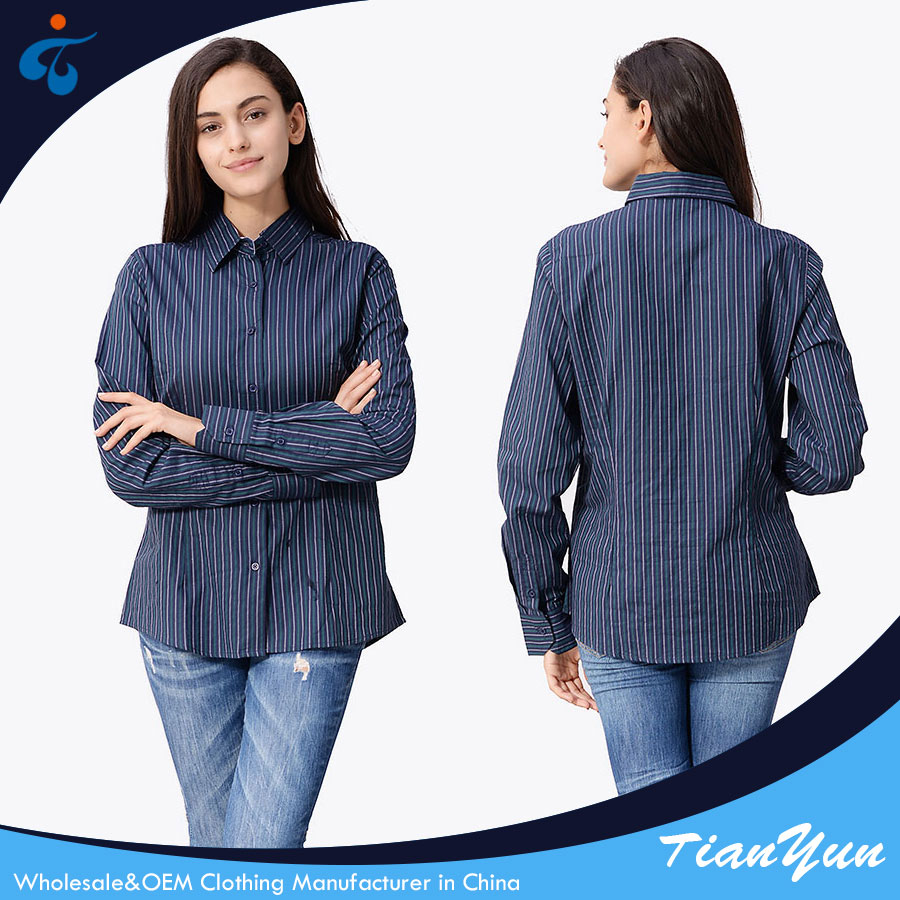 Long Sleeve 100% Cotton Fancy New Fashion Cheap Formal Design Women Office Blouses