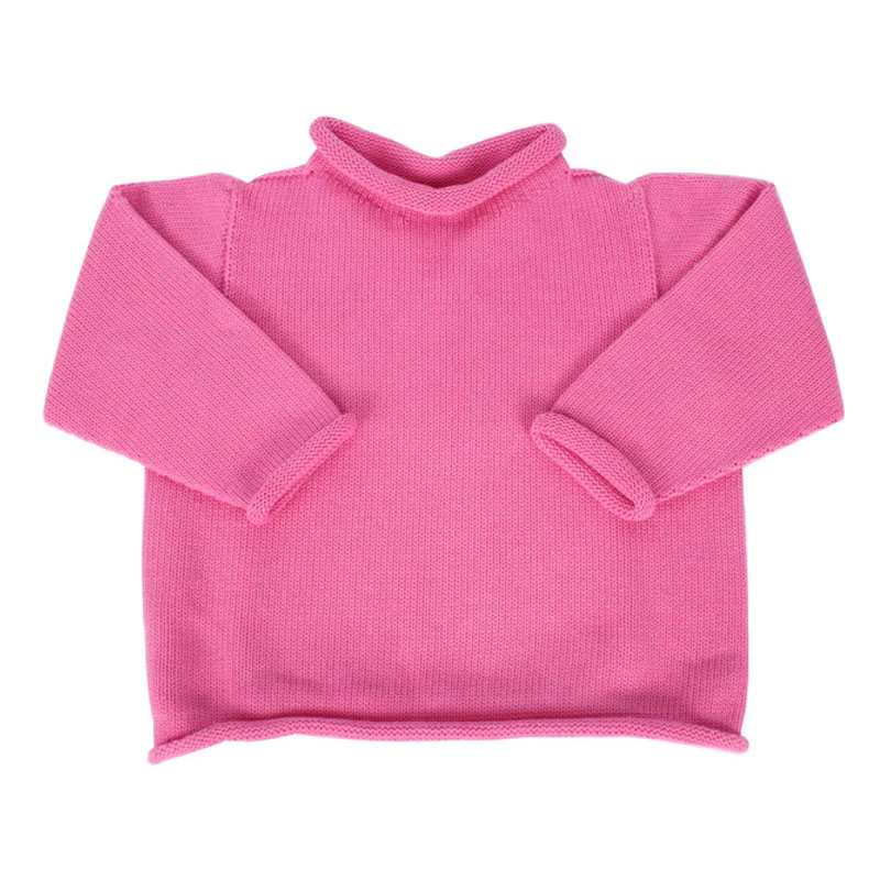 Wholesale Custom Logo Different Colors Solid Organic Cotton Knit Jersey Baby Toddler Monogram 7GG Embroidery Roll Neck Sweater