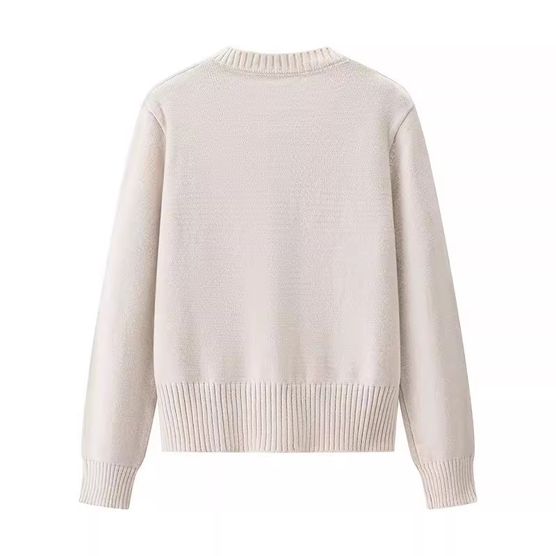 Plus Size Women's Knit Cardigan with Heart-Shaped Color Buttons Round Neck Loose Fit Sweater