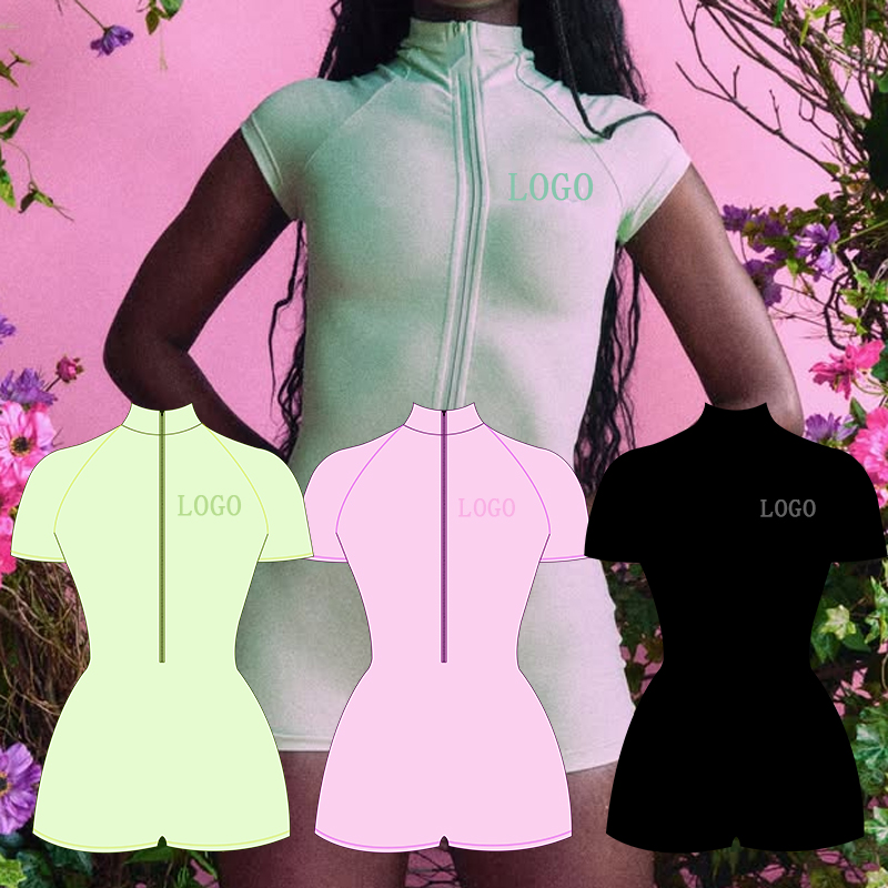 Bodysuit Fitness Body Basics Sets New Body Basics Rompers Nylon Onesie Custom Zipper Colorful Lougewear Women Set