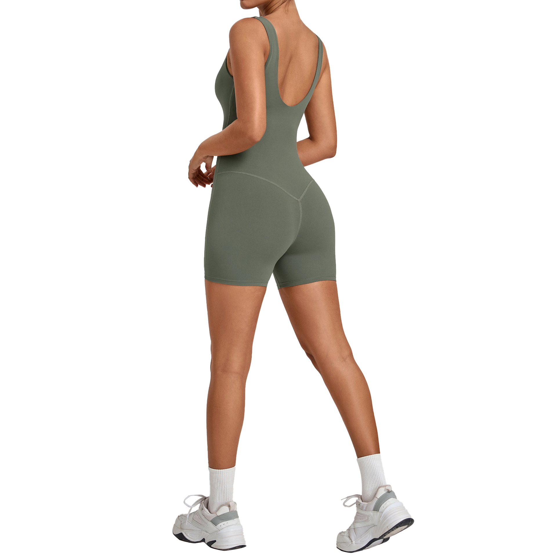 YIYI Women's V-Neck Backless Yoga Jumpsuit Built-in Bra One-piece Tight Sports Bodysuit Sleeveless Running Fitness Romper