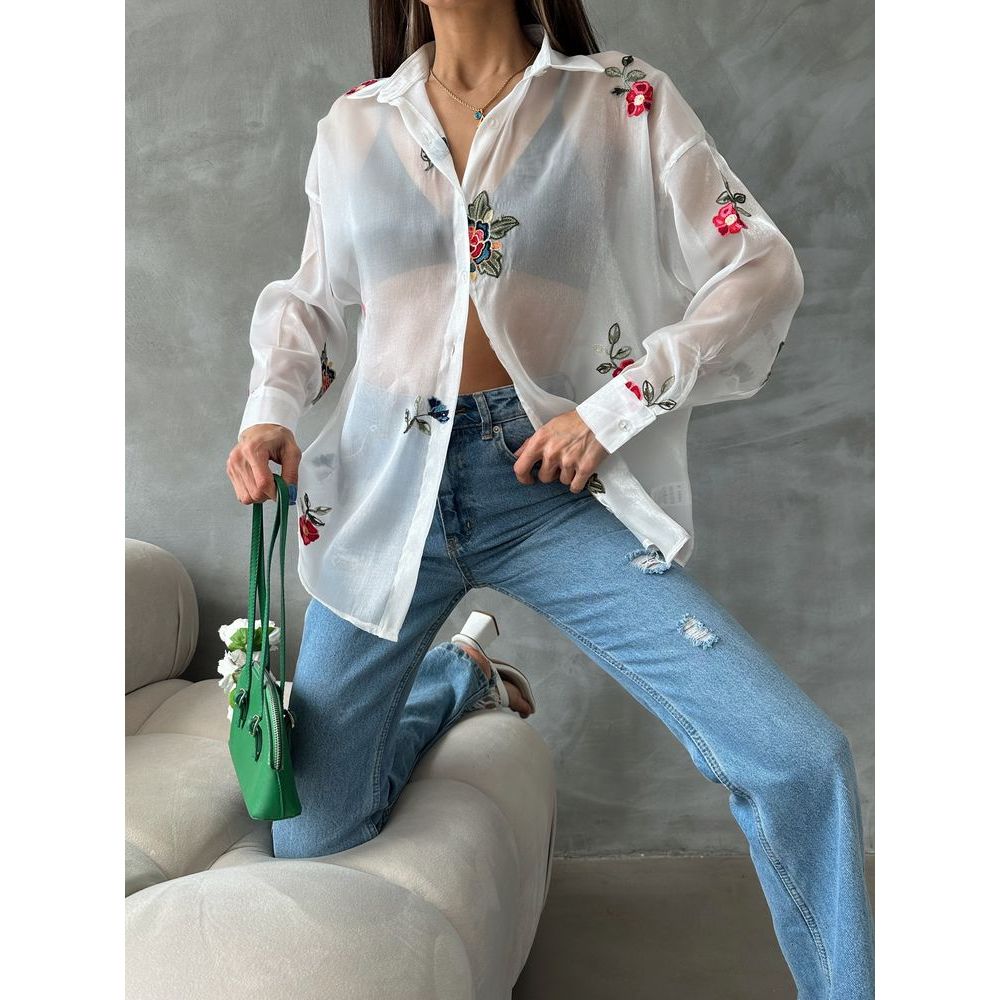 Women's Embroidered Organza Fashion Top