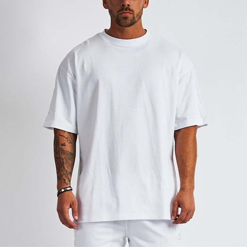 High Quality Blank Cotton StreetWear Tshirt Oversized Drop Shoulder T-shirt Custom Print Logo HeavyWeight White T Shirt For Men