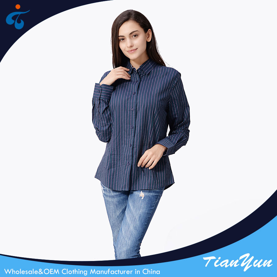 Long Sleeve 100% Cotton Fancy New Fashion Cheap Formal Design Women Office Blouses