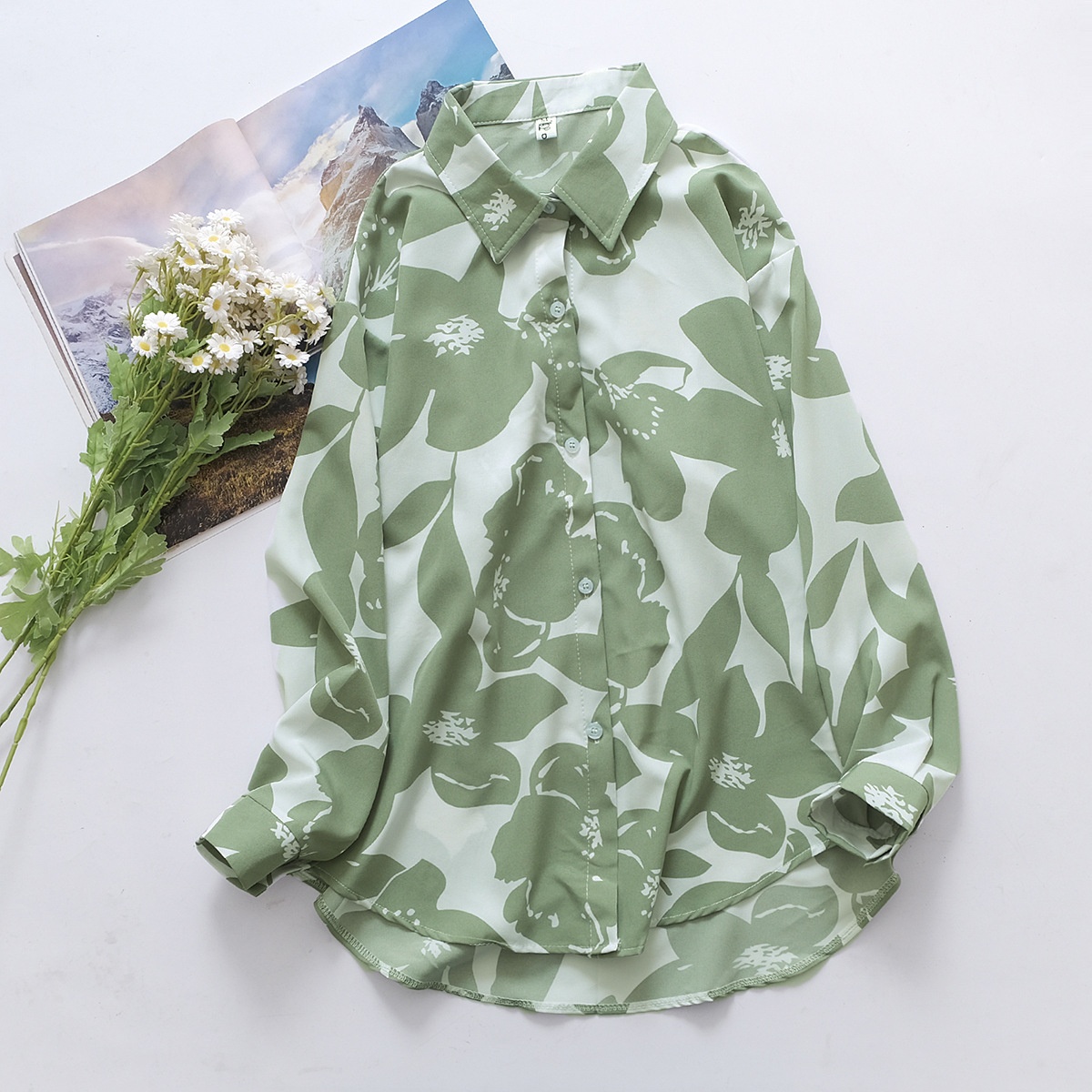 Hawaiian Custom Graphic Plus Size Women's Tropical Floral Printed Spring/Autumn Summer Button Shirt Blouses Tops 100% Polyester
