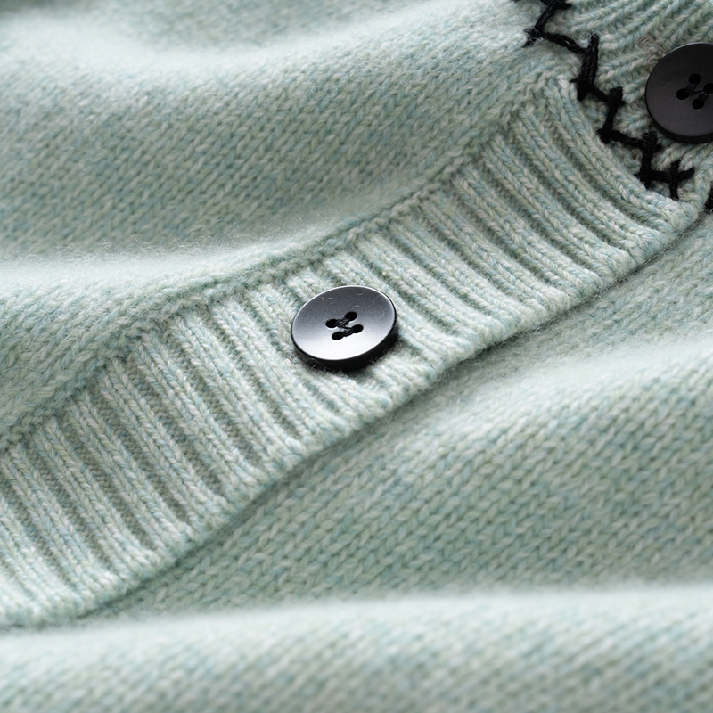 Hot-Selling New Winter for Women's Streetwear Thick Fashion Color-Block Round-Neck Knitted Cardigan Sweater Single-Row Button