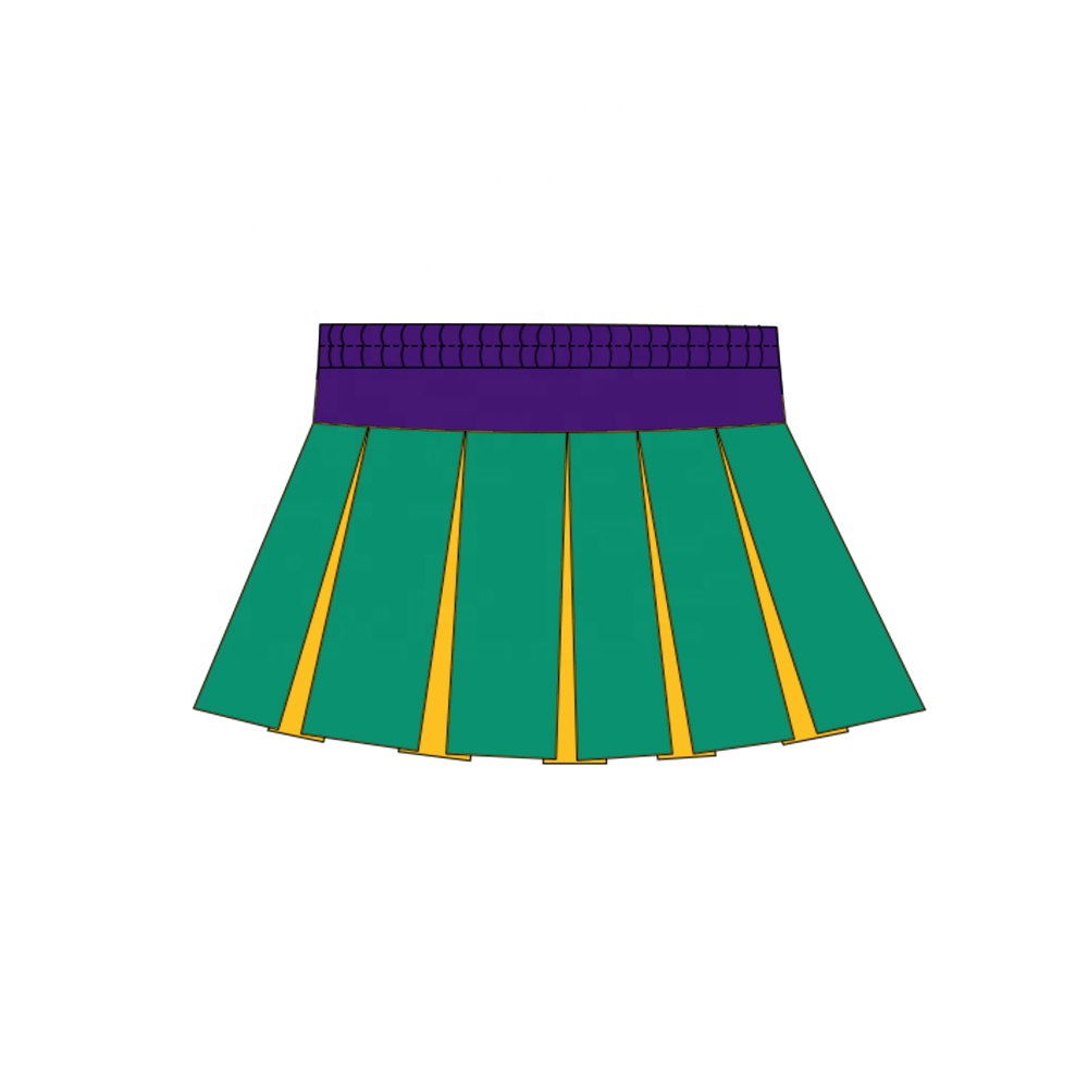 ODM OEM Girls Two-Tone Pleated Yoga Skort | REACH Certified Athletic Skirt with Built-in Shorts for Dance &amp; Gym