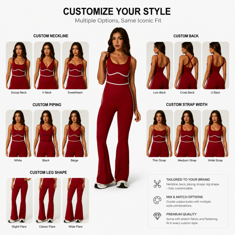 Custom Logo One Piece Flare Yoga Jumpsuit High Stretch Sleeveless Workout Bodysuit For Women Gym Wear
