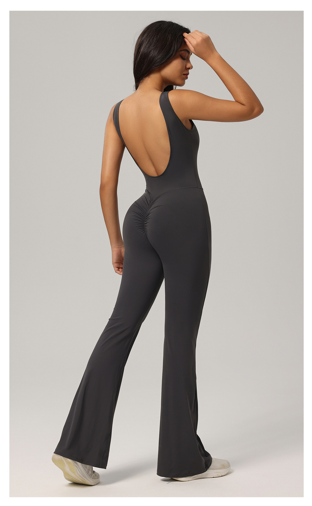 Women's High Quality Sleeveless Backless Fitness Bodysuit Yoga Pilates Workout Jumpsuit With Slight Flared Trousers Yoga Pants