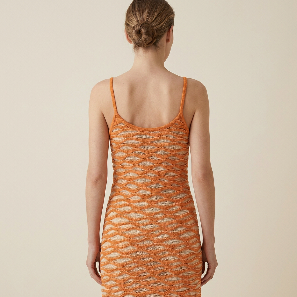 Womens Cotton Hollow Out Maxi Dress Sleeveless Summer Viscose Blend Knitwear Knit Dress