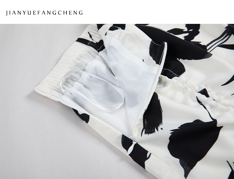 Women Classic Floral Contrast Color Custom Printed Satin Fabric High Waist Ruffles Luxury Office Daily Wear Wrap Midi Spring