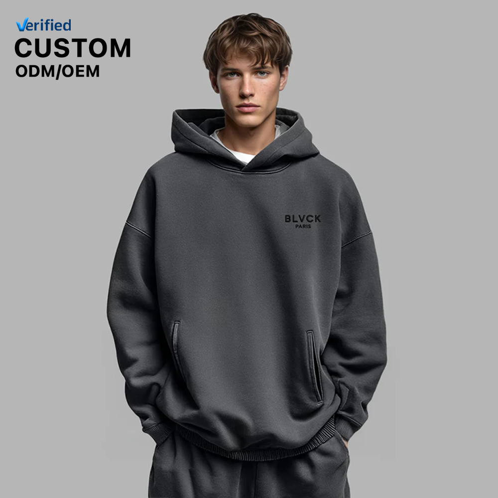 Custom logo 400GSM Heavyweight Men's Hoodies Sweatshirts Luxury French Terry Cotton Oversized Unisex Casual Essentials Pullover