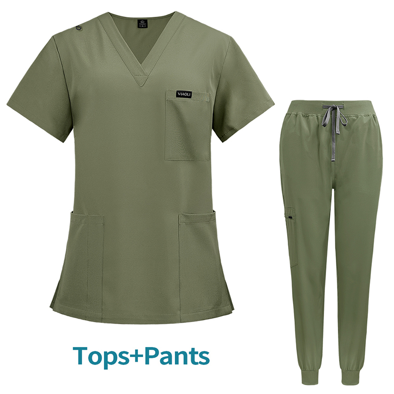 Best Quality Short Sleeve Scrubs Suits Uniforms 4 Way Nurse Hospital Uniforms Jogger Pants Medical Women's Nursing Scrubs Sets