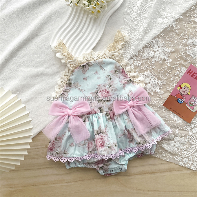 Floral Cotton Romper Detail 1