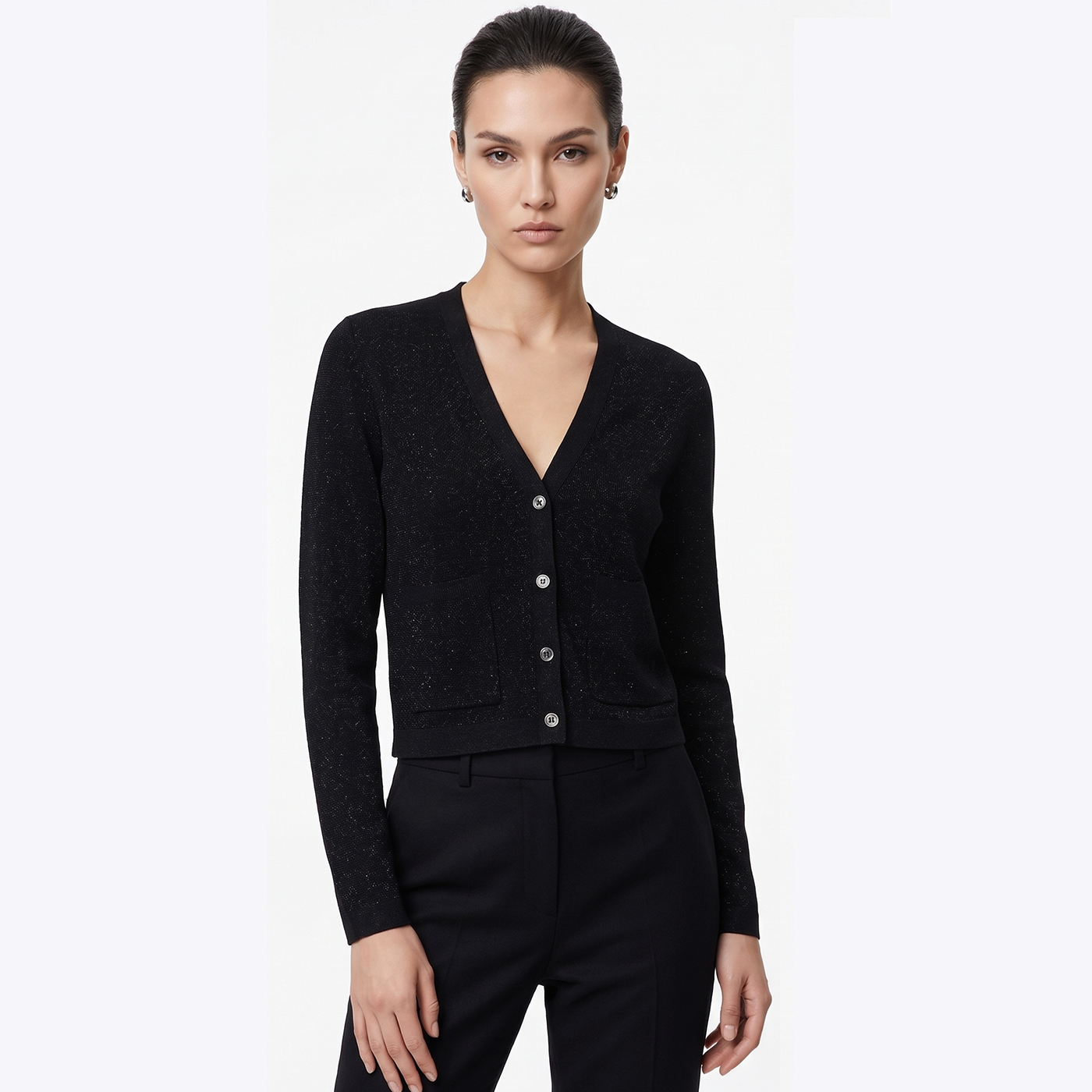 Women's Winter Wool Cardigan Soft Breathable Quick-Dry V-Neck Collar Buttoned Loose Fit Knitted Front Casual Cardigan