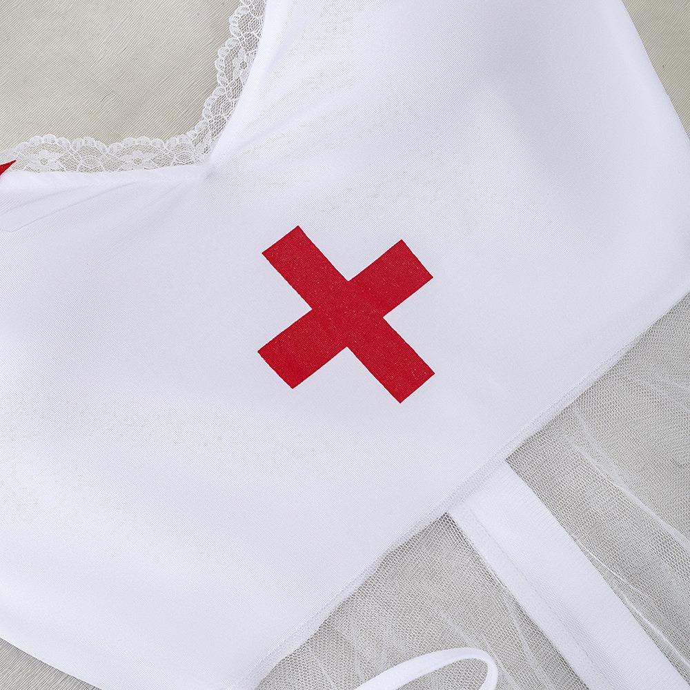 2026 Women Sexy Lingerie Nurse Uniform Adult Cosplay Costume Halloween Costume Party White Minidress