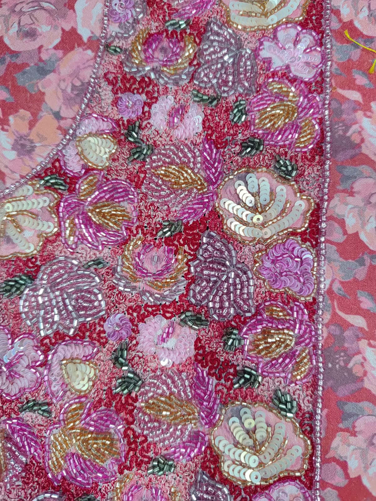 Custom Hand Beaded Floral Embroidery U-Neck Blouse Panel for Wedding Wear Formal Tank Top with Front Logo for All Seasons