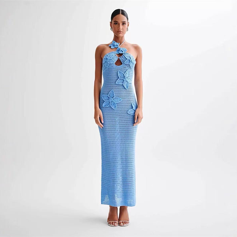 Summer Casual Sexy Backless Woman Dresses Strappy Slim Fit Maxi Knit Cotton Women Camisole Sweater Clothing Dress For Women