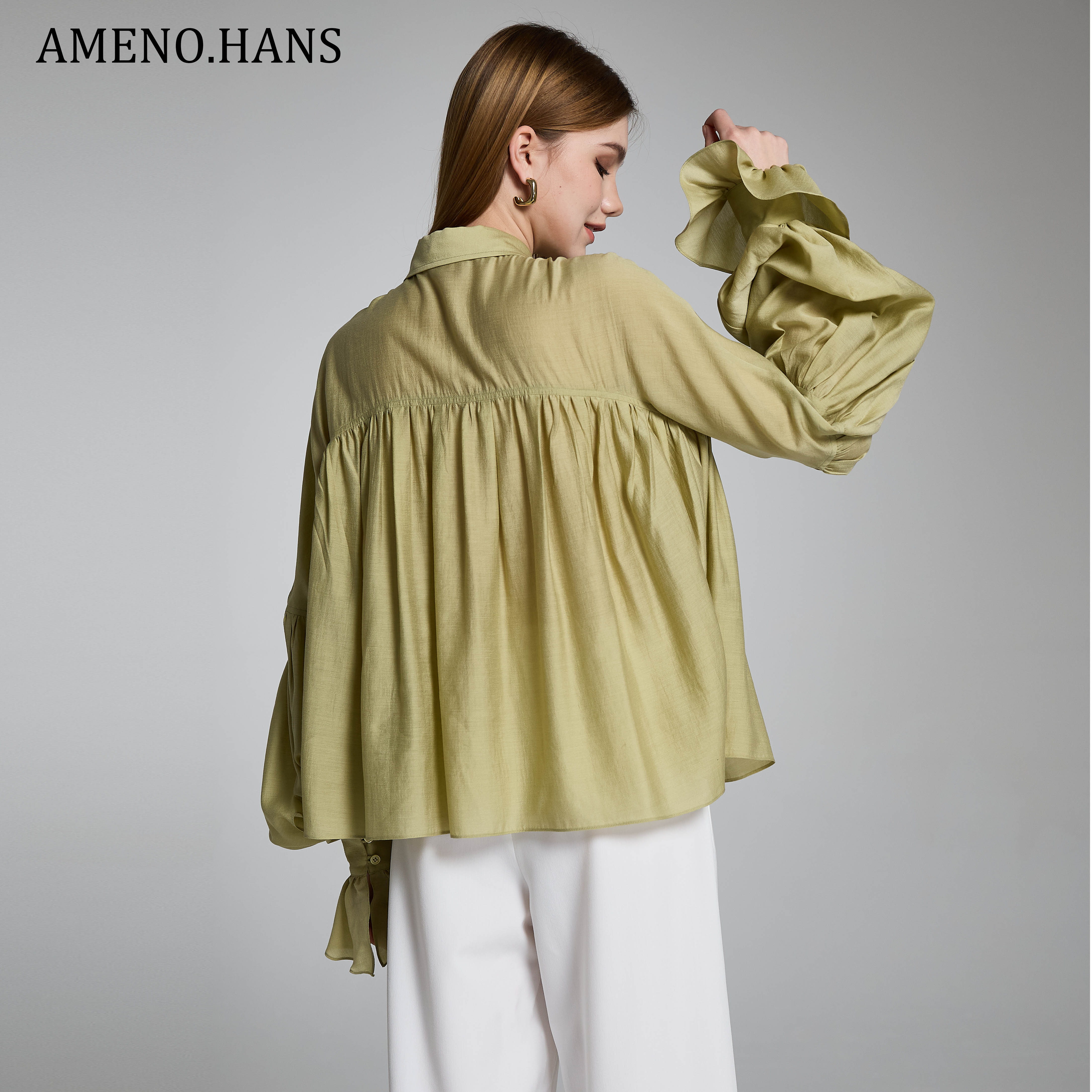 Hot Sale Loose Puff Long Sleeve Elegant Blouse for Women Shirts Blouses and Tops Fashionable
