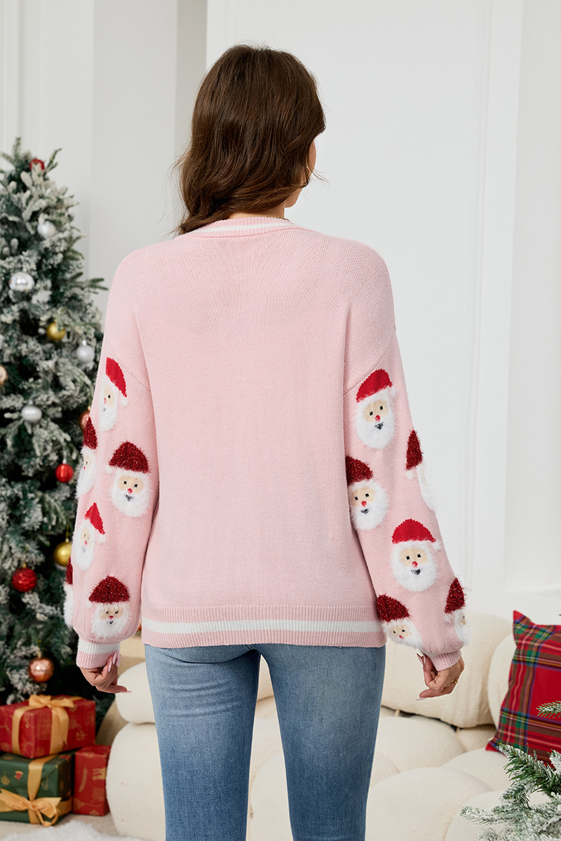 Wholesale Women's Casual Brocade Sweater Cardigan Autumn and Winter New Christmas Sweater