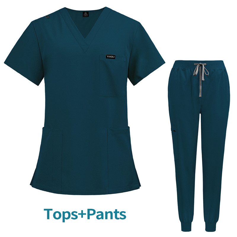 Best Quality Short Sleeve Scrubs Suits Uniforms 4 Way Nurse Hospital Uniforms Jogger Pants Medical Women's Nursing Scrubs Sets
