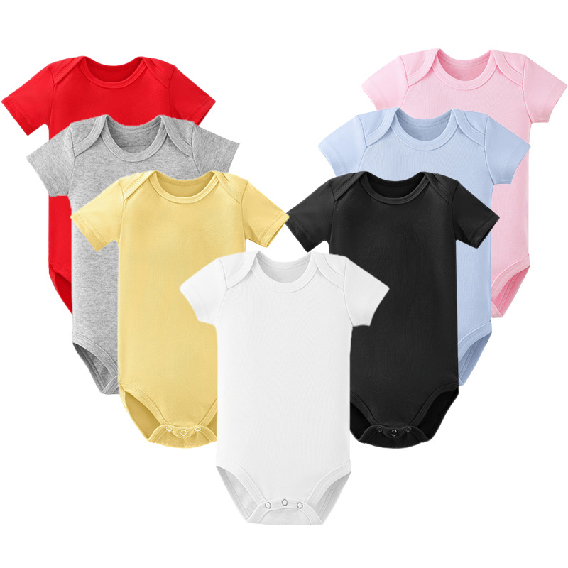 Cute Sleeveless Plain White 100 Cotton Bubble Romper Set Summer Baby Clothes Baby Girl Boy Romper