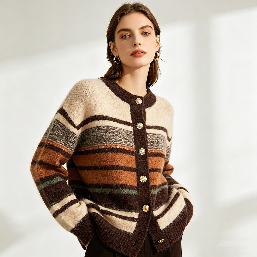 Customized Autumn Knitted Design Sweater 2026 New Trend 100% Cotton Women's Pullover Cardigan