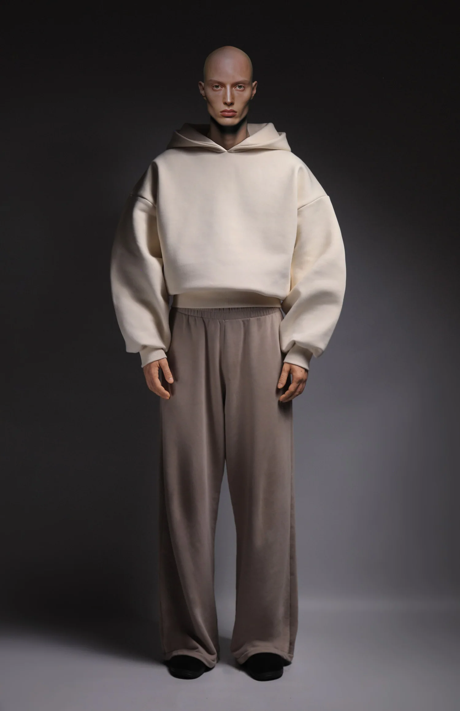 Heavyweight No String Crop Cut Big Hoodie Custom 100% Cotton 500gsm 700gsm Solid Color Boxy Fit Oversized Cropped Hoodies Mens