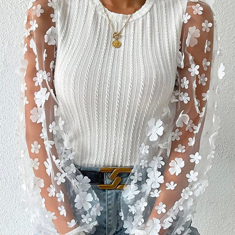 Summer Fashion Elegant Long Sleeve Casual Blouse Tops Custom Women Ladies Blouses